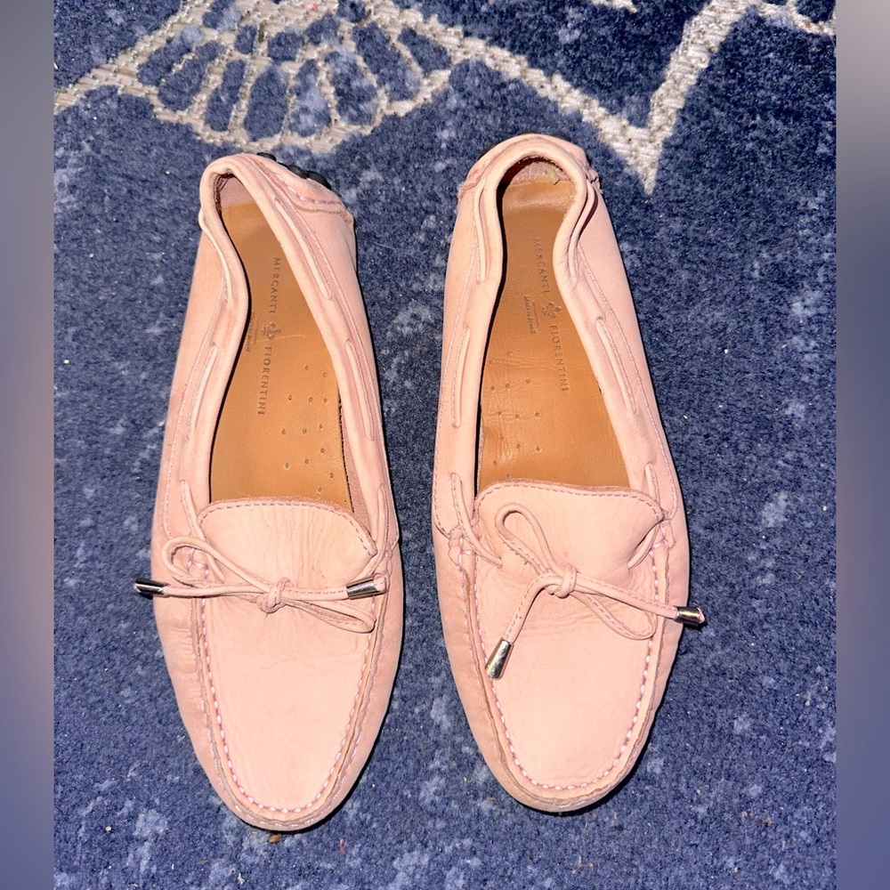 Moccasin Loafers- Mercanti Fiorentini - Beige Leather Driving Flats Womens 7.5 B